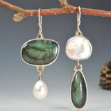Elegant expressive earrings with labradorite pearls