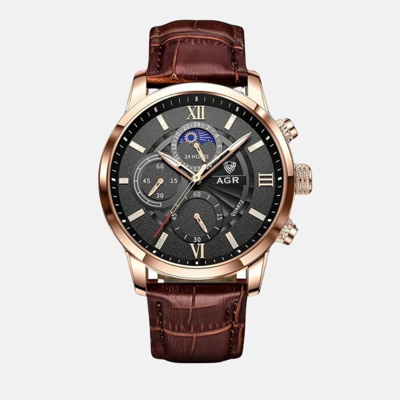 Luxury Quartz Watch with Leather Strap