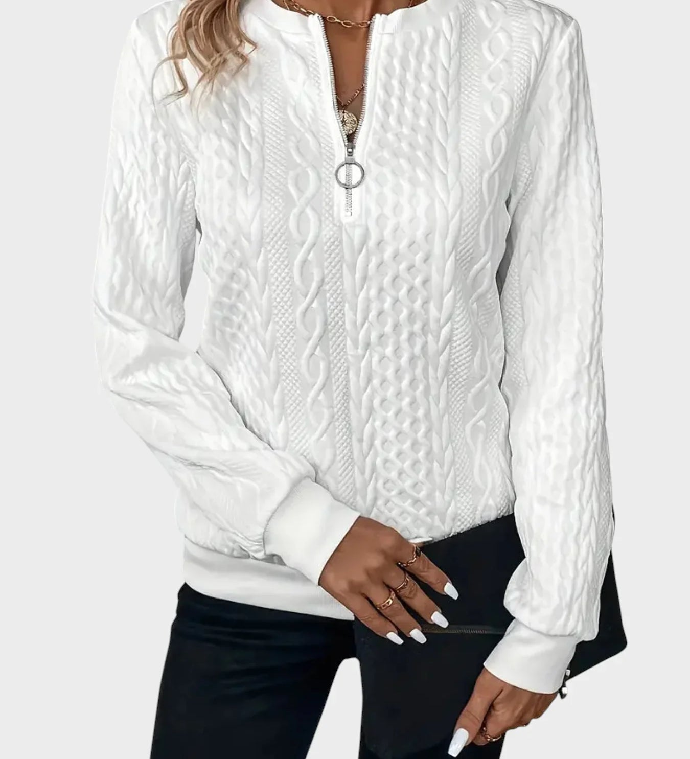 Ivana - Women's Zip Sweater with Knitting