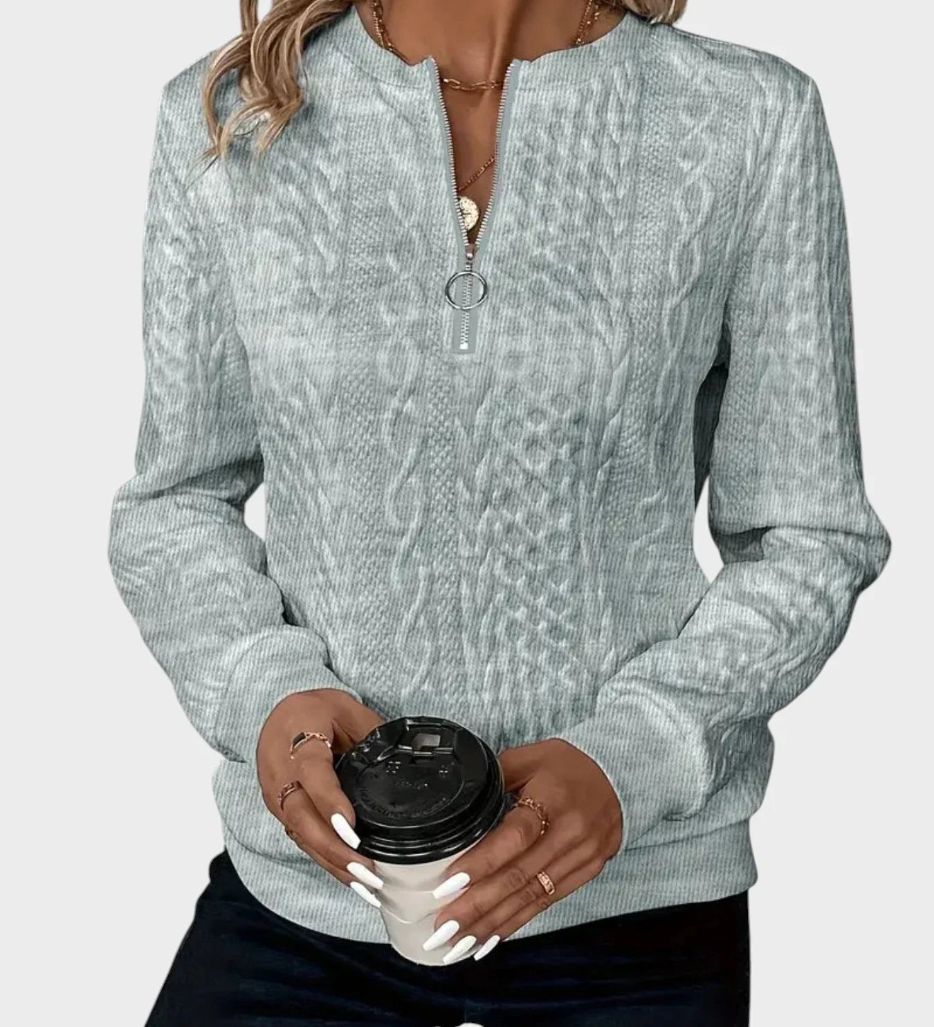 Ivana - Women's Zip Sweater with Knitting
