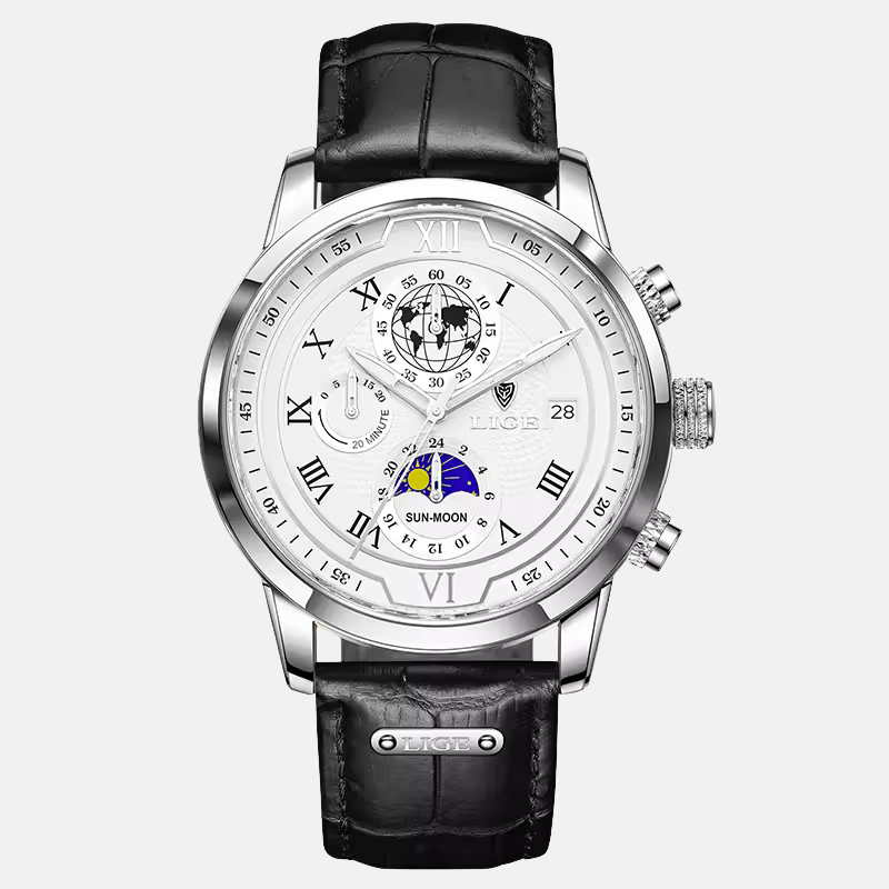 Chronograph watch with premium leather strap