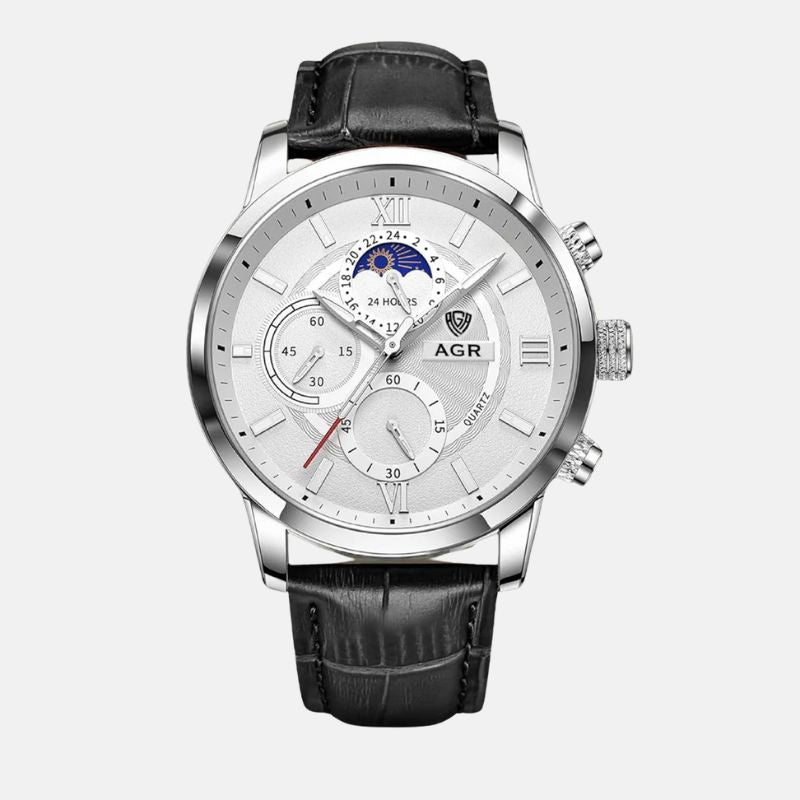 Luxury Quartz Watch with Leather Strap