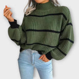 Chavala - Sweater with Collar and Striped Pattern