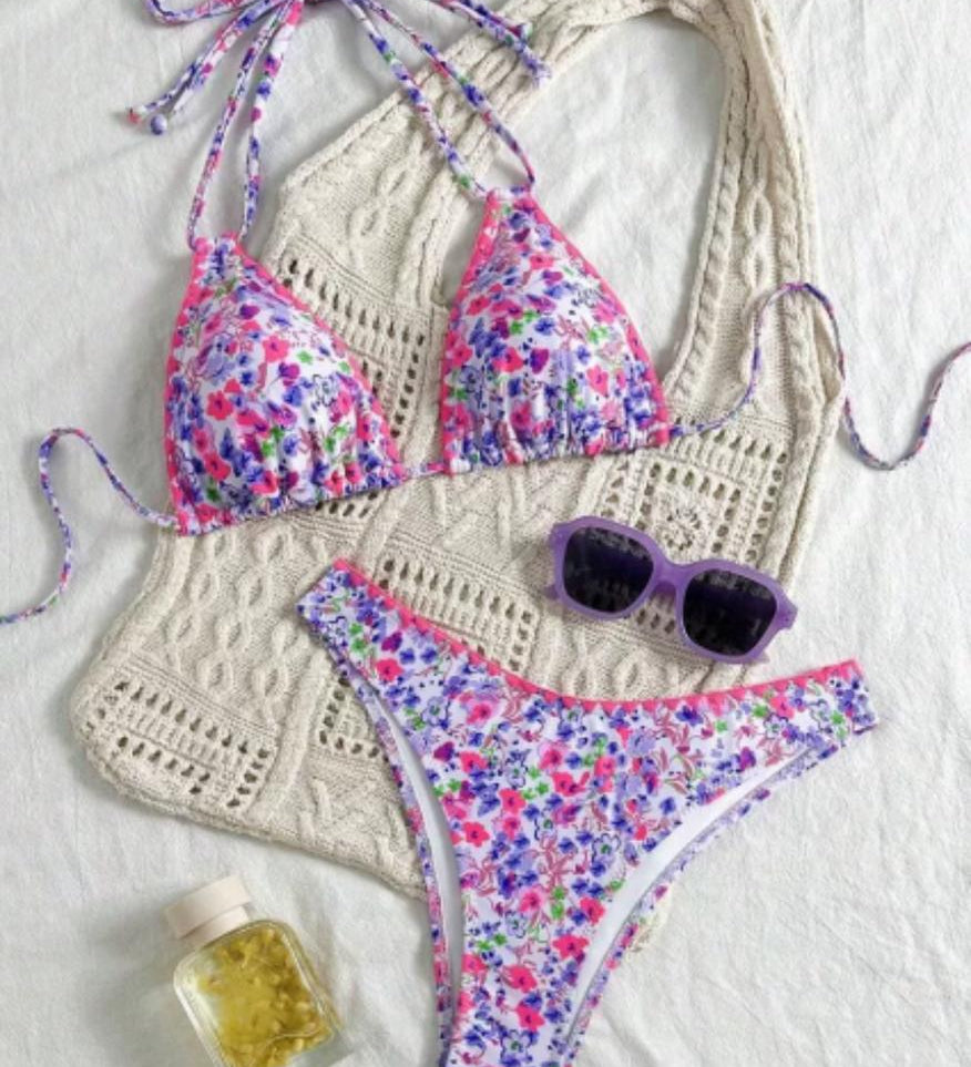 Rita - Bikini with Neck Tie in Vibrant Lace