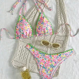 Rita - Bikini with Neck Tie in Vibrant Lace