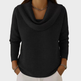 Mia – Warm Waffle Knit Sweater with Elegant Collar