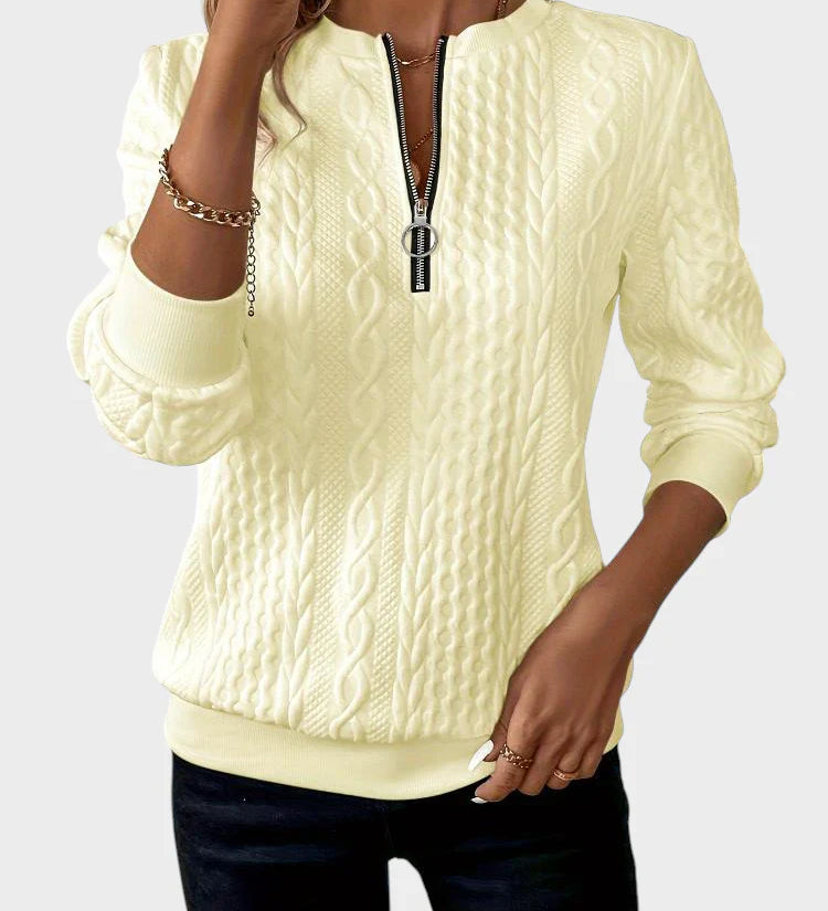 Ivana - Women's Zip Sweater with Knitting