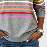 Jana - Pullover with Zipper and Rainbow Stripes