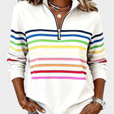 Jana - Pullover with Zipper and Rainbow Stripes
