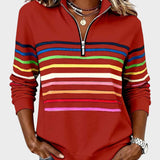 Jana - Pullover with Zipper and Rainbow Stripes