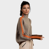 Lea - Turtleneck Sweater with Bold Contrast Stripes