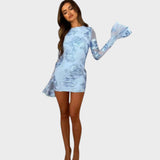 Ivana - Short Floral Dress with Flared Sleeves