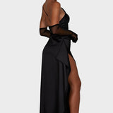 Emberly - Maxi dress with one shoulder and high slit