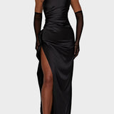 Emberly - Maxi dress with one shoulder and high slit