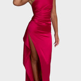 Emberly - Maxi dress with one shoulder and high slit