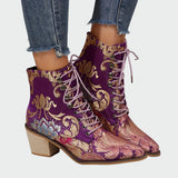 Biserka - Leather Boots with Flowers