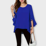 Anda – Blouse with Ruffles in Blue Color