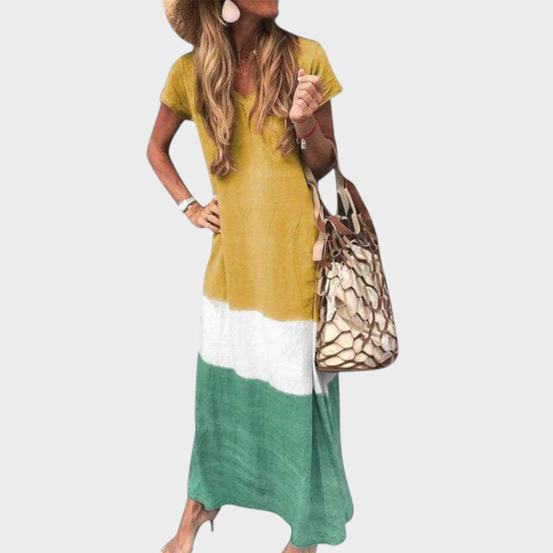 Vanja - Multicolored Boho Long Dress for Relaxed Occasions