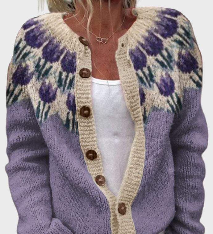 Floral – Knitted Vest with Floral Pattern