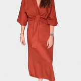 Natalija - Relaxed Dress with V-Neck and Front Knot