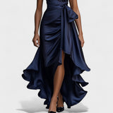 Ema - Elegant Satin Dress with Ruffles