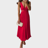 Katarina - Elegant Dress with V-Neck and Pleated Skirt