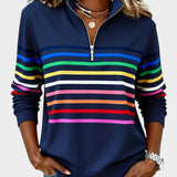 Jana - Pullover with Zipper and Rainbow Stripes