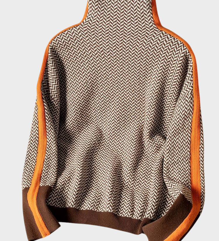Lea - Turtleneck Sweater with Bold Contrast Stripes