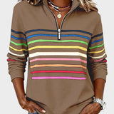 Jana - Pullover with Zipper and Rainbow Stripes
