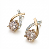 Earrings with a Gold Cross and Zirconia