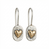 Heart-shaped earrings made of silver and gold