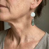 Elegant expressive earrings with labradorite pearls