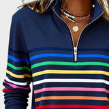 Jana - Pullover with Zipper and Rainbow Stripes