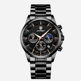 Luxury Sports Men's Watch with Quartz Movement, Chronograph, and Leather Strap