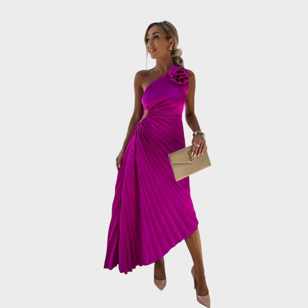 Nika - Elegant Dress with Ruffles on the Shoulders for a Chic Look