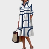 Dragana - Women's Dress with Geometric Pattern