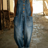 Rocio™ – Relaxed denim jumpsuit with adjustable buckle