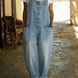 Rocio™ – Relaxed denim jumpsuit with adjustable buckle