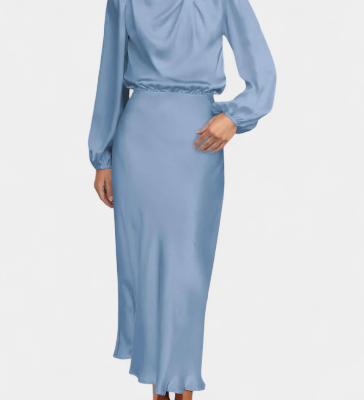 Cecila - Maxi dress with high collar and floral pattern