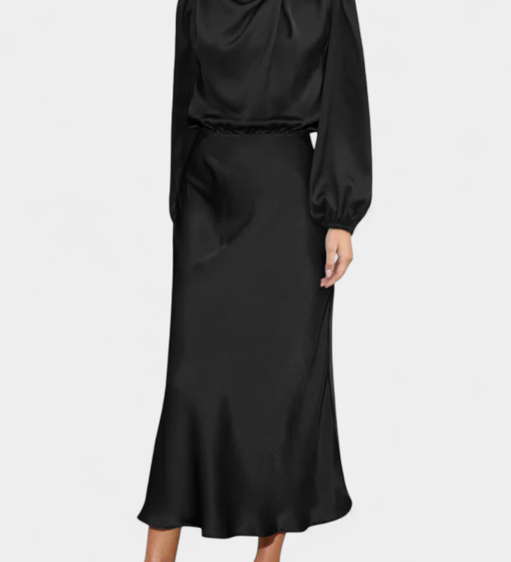 Cecila - Maxi dress with high collar and floral pattern