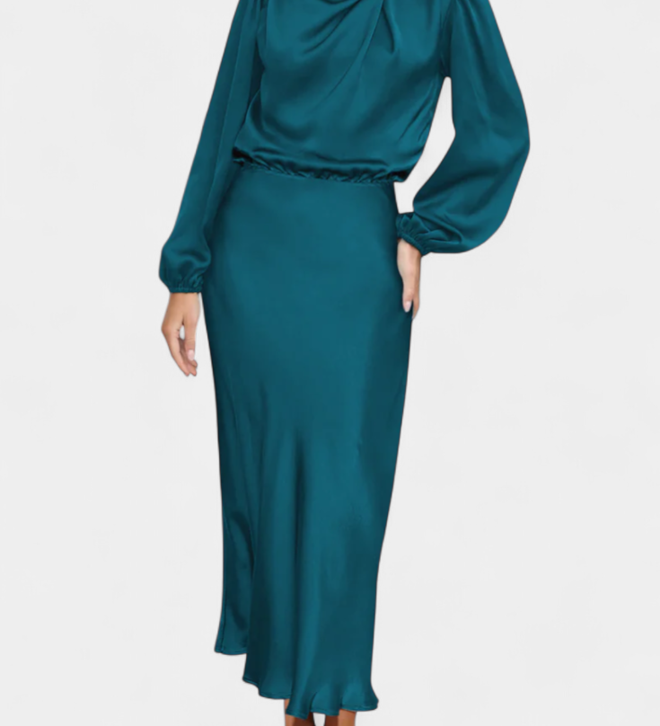 Cecila - Maxi dress with high collar and floral pattern