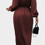 Giada - Elegant Pink Dress with V-Neck and Side Slit