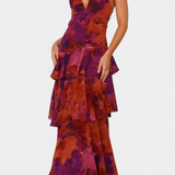 Valentina - Chiffon Dress with V-Neck and Elegant Sleeves