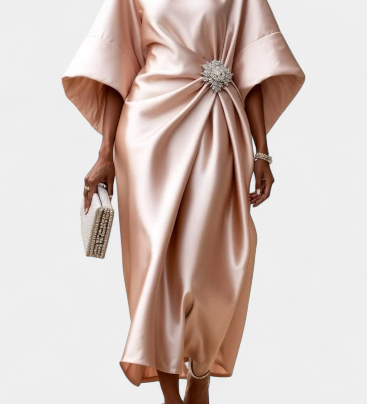 Ubelia - Shiny Satin Long Dress