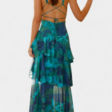 Valentina - Chiffon Dress with V-Neck and Elegant Sleeves