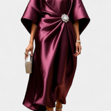 Ubelia - Shiny Satin Long Dress