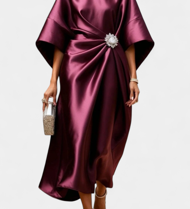 Ubelia - Shiny Satin Long Dress