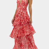 Valentina - Chiffon Dress with V-Neck and Elegant Sleeves