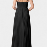 Nives - Pleated chiffon dress with sweetheart neckline and structured corset