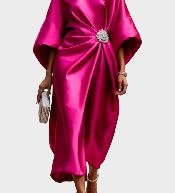 Ubelia - Shiny Satin Long Dress